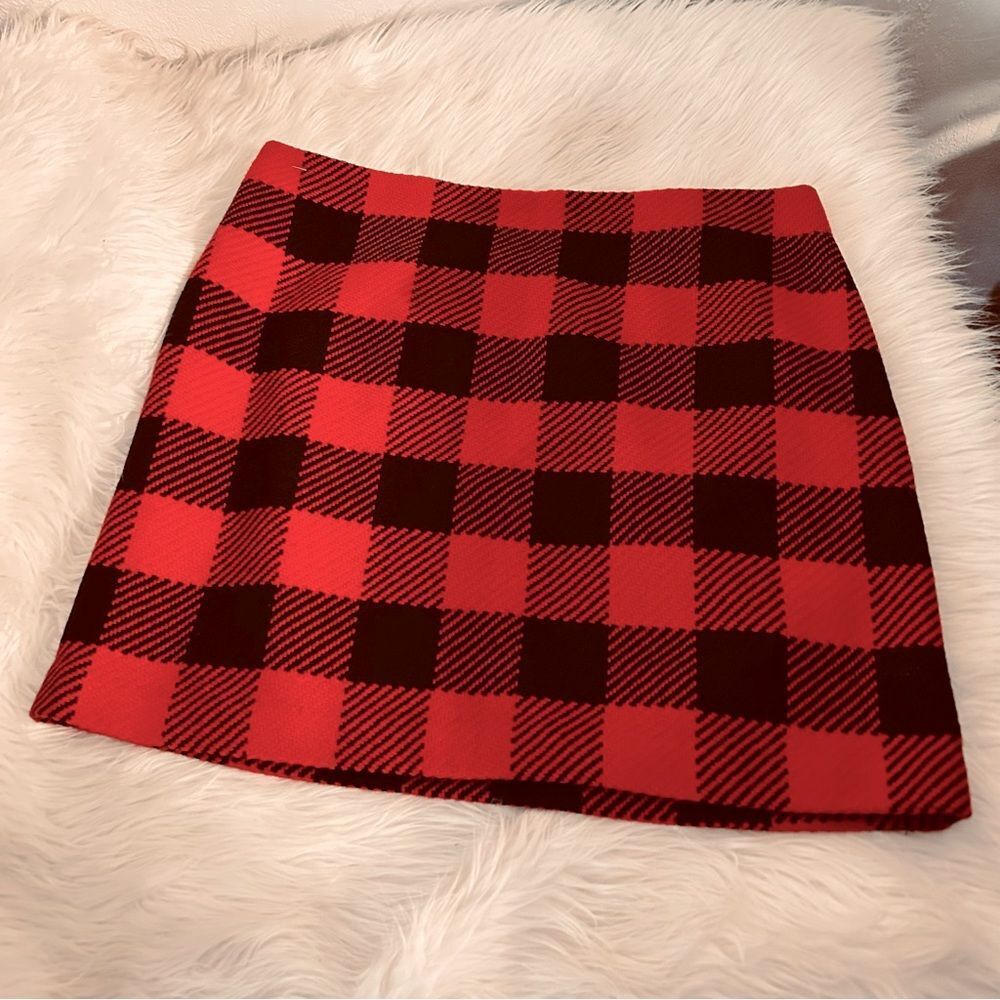 Vineyard Vines Red and Black Plaid Midi Skirt